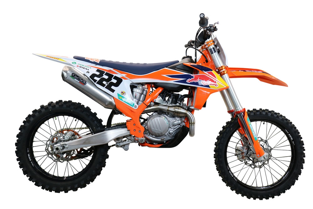 Exhaust compatible with Gas Gas MC 450F 2021-2023, Pentacross Inox, Full system exhaust, including removable db killer/spark arrestor 