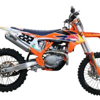 Exhaust compatible with Gas Gas MC 450F 2021-2023, Pentacross Inox, Full system exhaust, including removable db killer/spark arrestor 