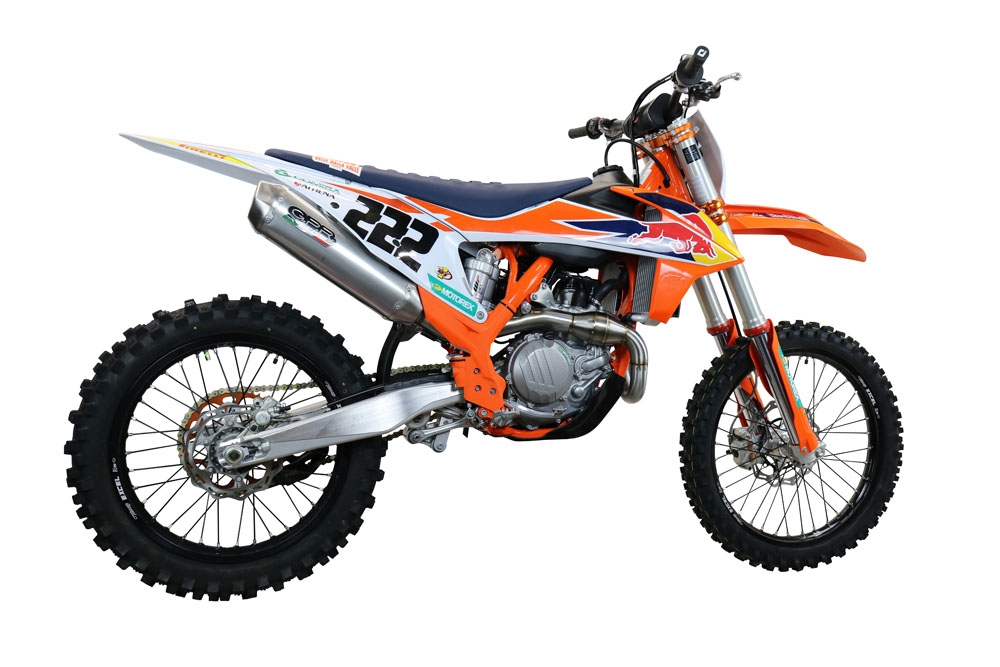 Exhaust compatible with Gas Gas MC 450F 2021-2023, Pentacross Inox, Full system exhaust, including removable db killer/spark arrestor 