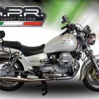 GPR escape compatible con  Moto Guzzi California 1100 Special-Stone-Sport-Ev-Alu 1997-2002, Vintacone, Par de terminales de escape homologados, con db killer extraíbles y tubos de conexión específicos 