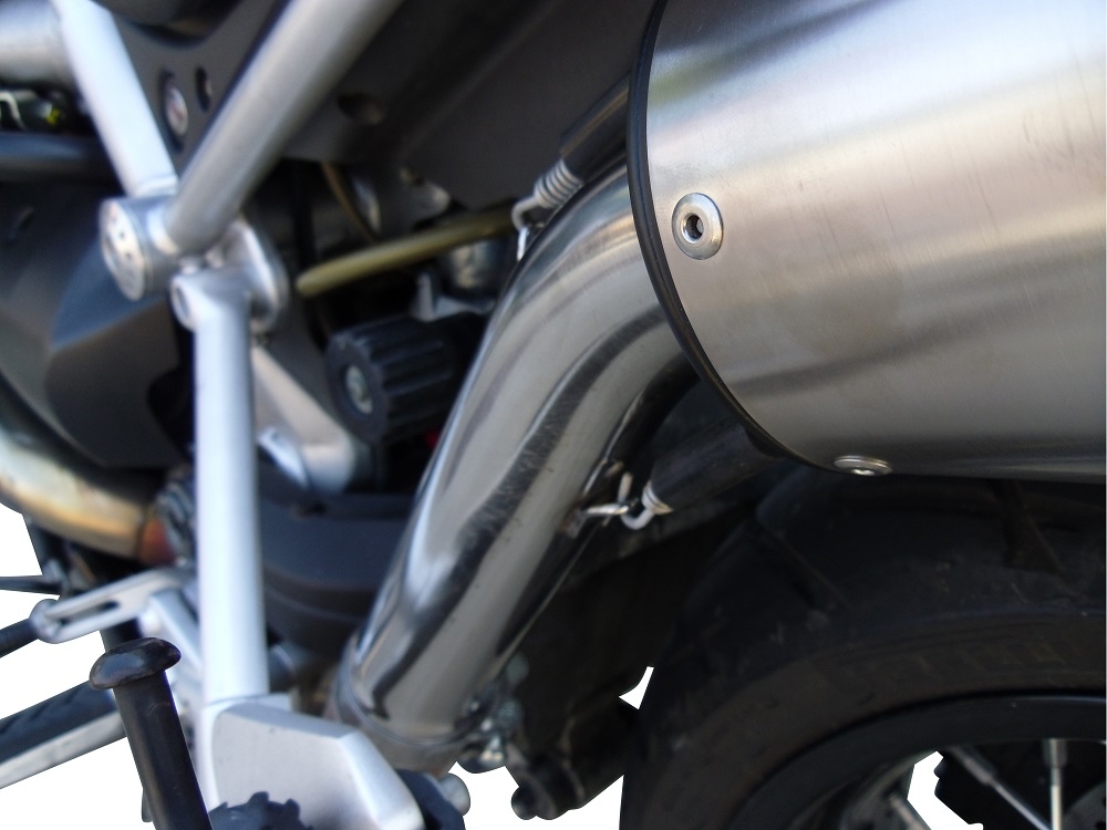 Exhaust compatible with Moto Guzzi Stelvio 1200 4V 2008-2010, Ghisa , Slip-on exhaust including removable db killer and link pipe 