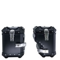 GPR TECH compatible con  Bmw R 1250 Gs 2021/2024 e5 Par de maletas laterales en aluminio con lado derecho contorneado, color negro con portaequipajes específico Capacidad 38 LT. + 32 LT.