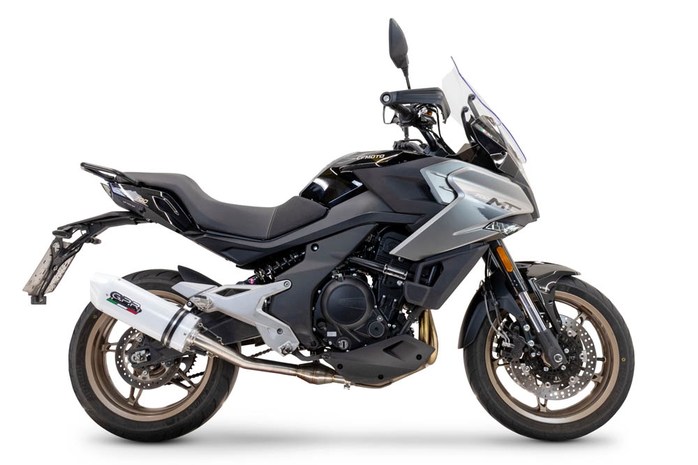 Exhaust compatible with Cf Moto 700 Mt 2023-2024, Albus Ceramic, Slip-on exhaust including link pipe and removable db killer 