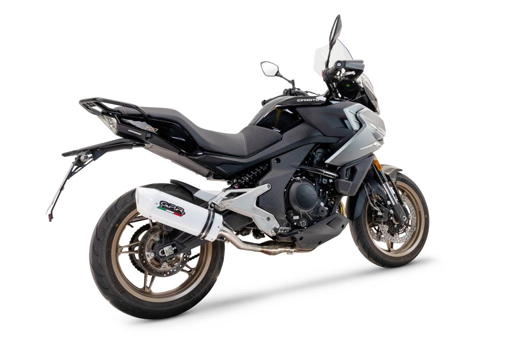 Exhaust compatible with Cf Moto 700 Mt 2023-2024, Albus Ceramic, Slip-on exhaust including link pipe and removable db killer 