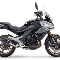 Exhaust compatible with Cf Moto 700 Mt 2023-2024, Furore Nero, Slip-on exhaust including link pipe and removable db killer 