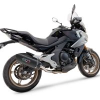 Exhaust compatible with Cf Moto 700 Mt 2023-2024, Furore Nero, Slip-on exhaust including link pipe and removable db killer 