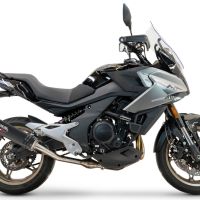 Exhaust compatible with Cf Moto 700 Mt 2023-2024, M3 Black Titanium, Slip-on exhaust including link pipe and removable db killer 