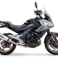 Exhaust compatible with Cf Moto 700 Mt 2023-2024, Gpe Ann. Titanium, Slip-on exhaust including link pipe and removable db killer 