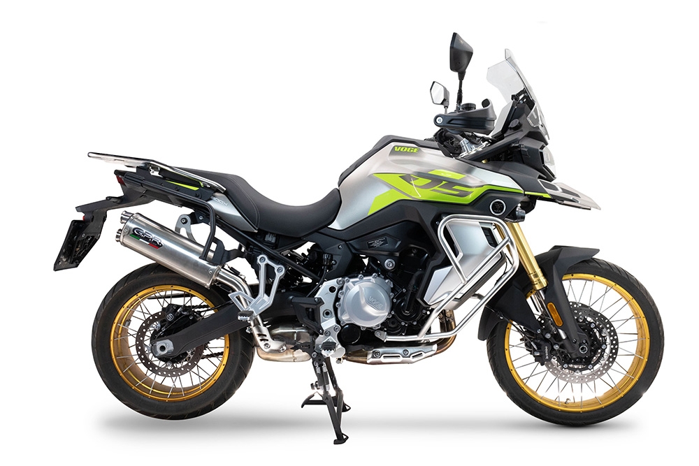 Exhaust compatible with Voge 900DSX 2024-2025, Dual Inox, Slip-on exhaust including removable db killer and link pipe 