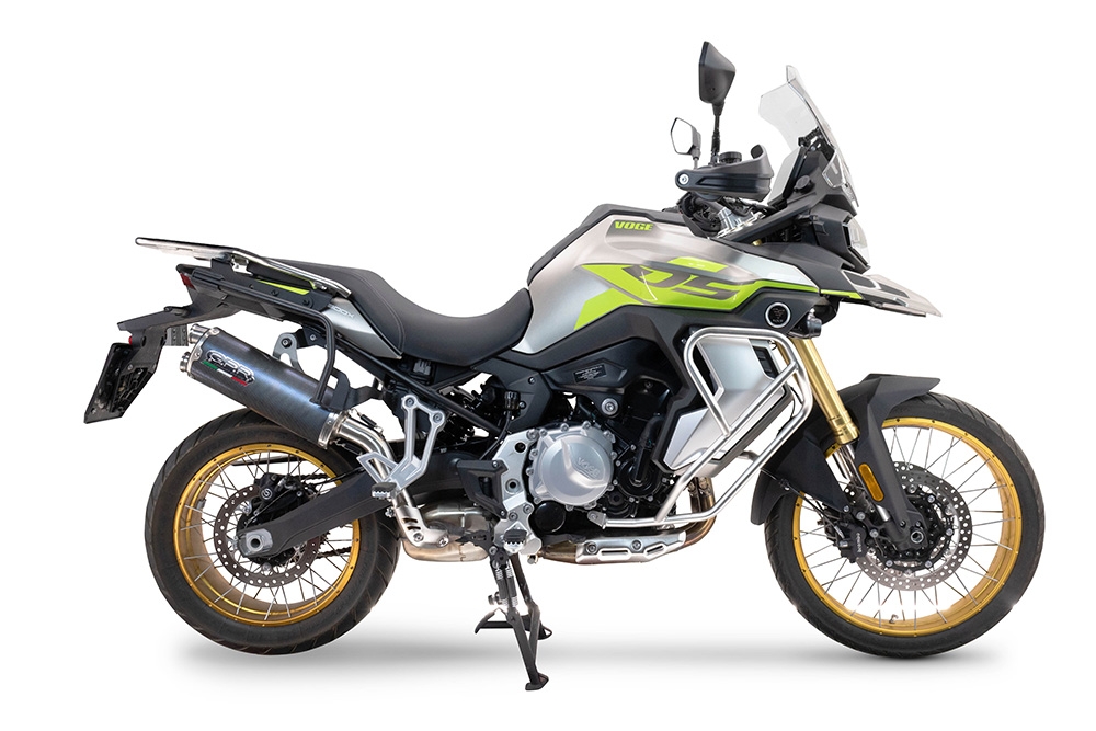 Exhaust compatible with Voge 900DSX 2024-2025, Dual Poppy, Slip-on exhaust including removable db killer and link pipe 