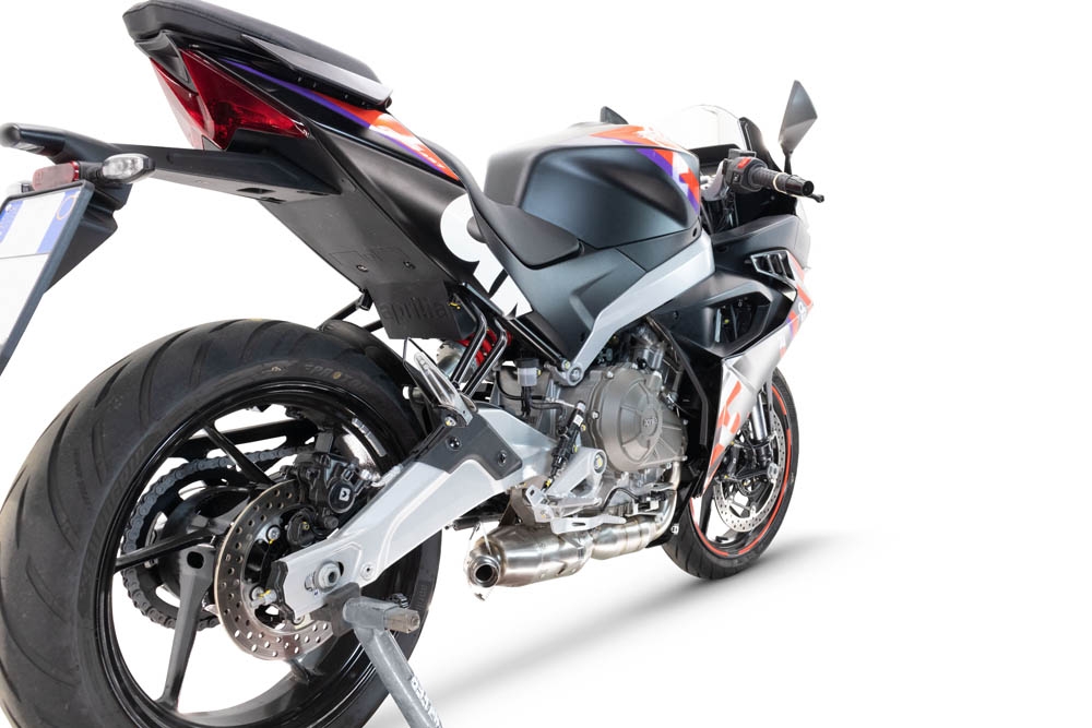 Exhaust compatible with Aprilia RS 457 2024-2025, Ghost Inox, Full system exhaust, including removable db killer 
