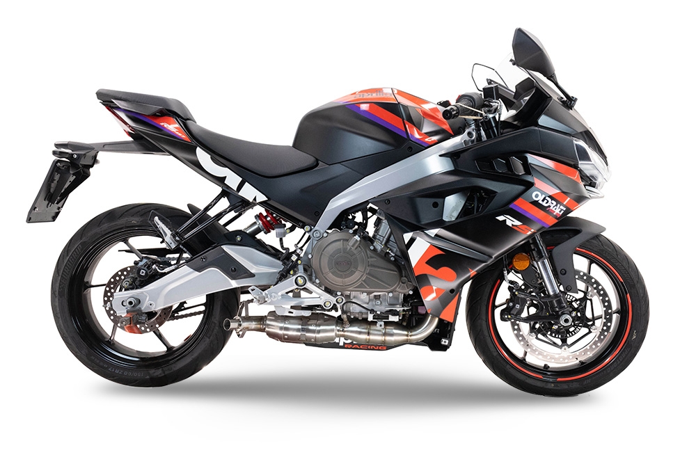 Exhaust compatible with Aprilia RS 457 2024-2025, Ghost Inox, Full system exhaust, including removable db killer 