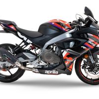 Exhaust compatible with Aprilia RS 457 2024-2025, Gpe Ann. Black titanium, Slip-on exhaust including link pipe and removable db killer 