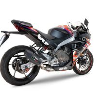 Exhaust compatible with Aprilia RS 457 2024-2025, Gpe Ann. Black titanium, Slip-on exhaust including link pipe and removable db killer 