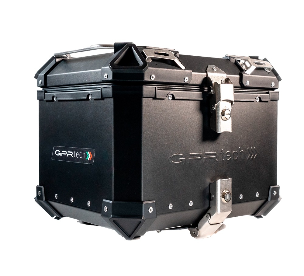 GPR TECH compatible with  Kawasaki Versys 650 2017/2020 e4 GPR TECH Top case in aluminum, black color with specific plate included Capacity 35 LT.