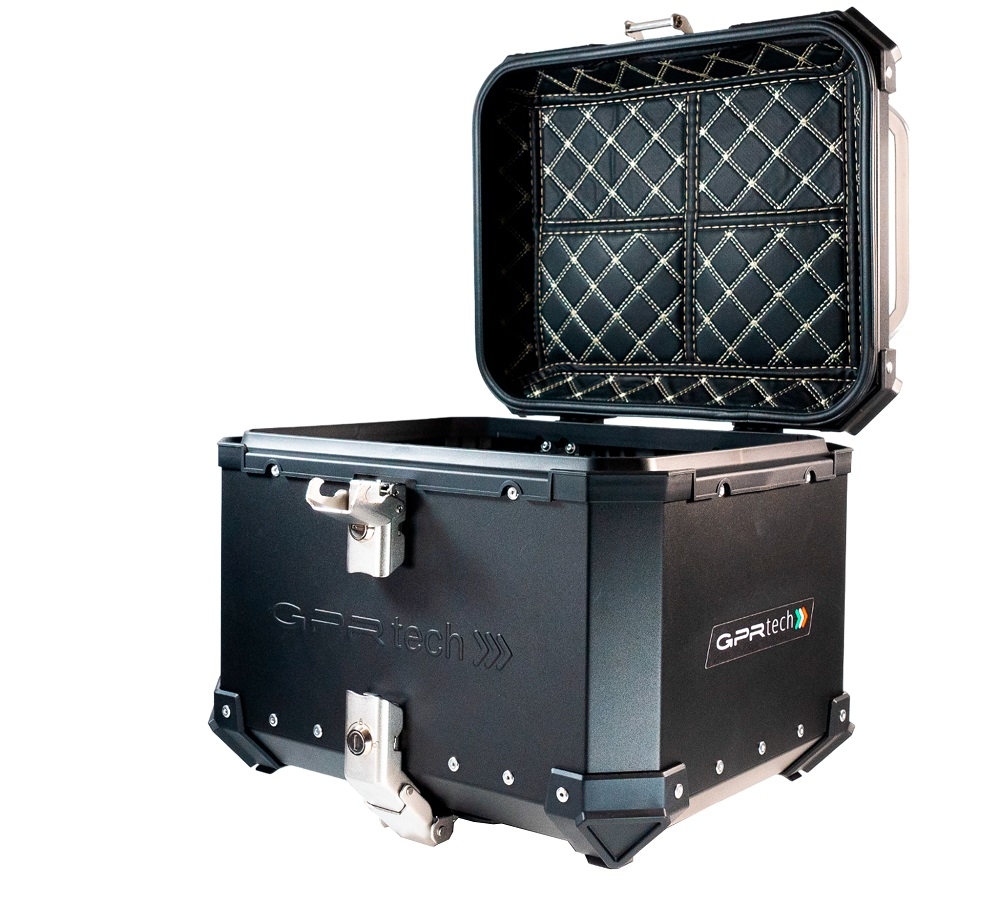 GPR TECH compatible with  Kawasaki Versys 650 2017/2020 e4 GPR TECH Top case in aluminum, black color with specific plate included Capacity 35 LT.