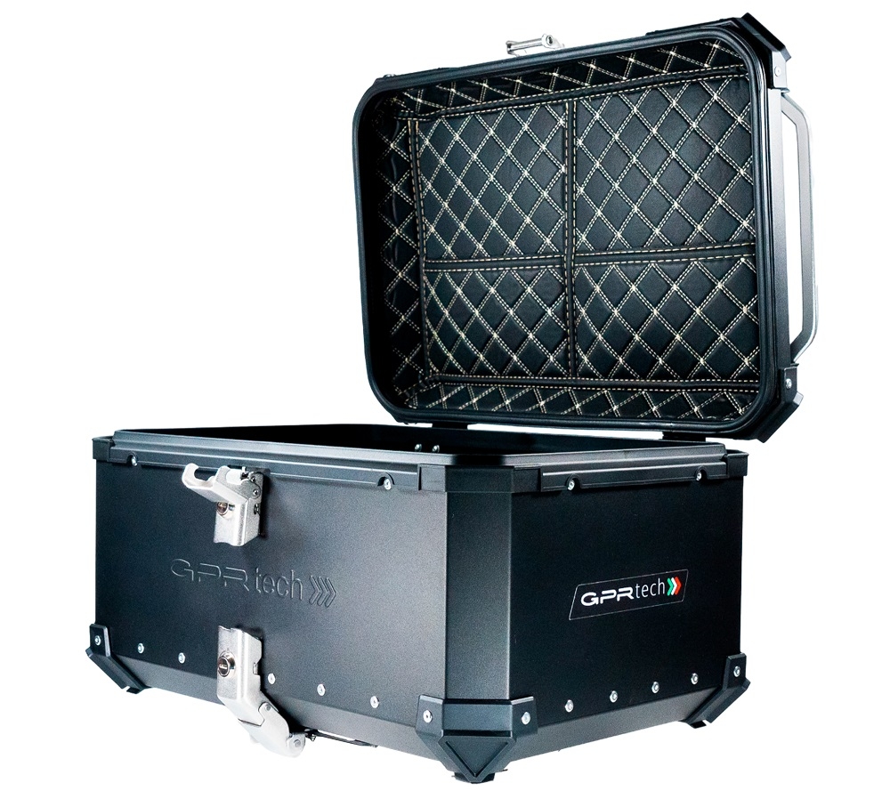 GPR TECH compatible with  Kawasaki Versys 650 2017/2020 e4 GPR TECH Top case in aluminum, black color with specific plate included Capacity 55 LT.