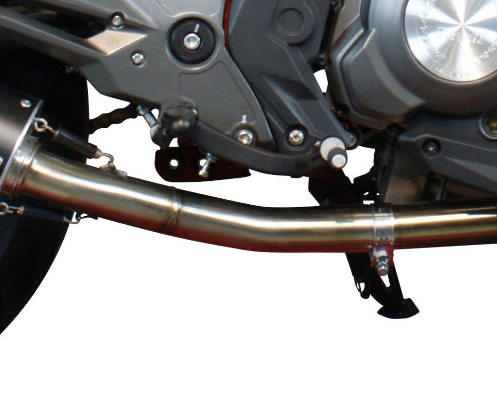 Exhaust compatible with Benelli Bn 302 S 2017-2024, Furore Evo4 Nero, Slip-on exhaust including removable db killer and link pipe 