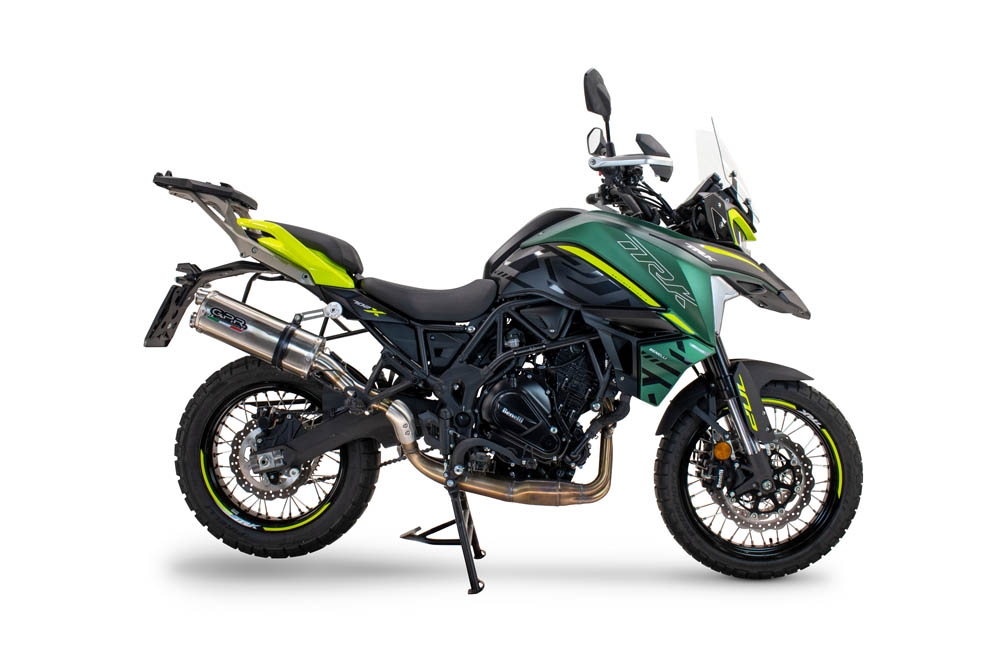 Exhaust compatible with Benelli Trk 702 2023-2024, Dual Inox, Slip-on exhaust including removable db killer and link pipe, EPA-compliant 
