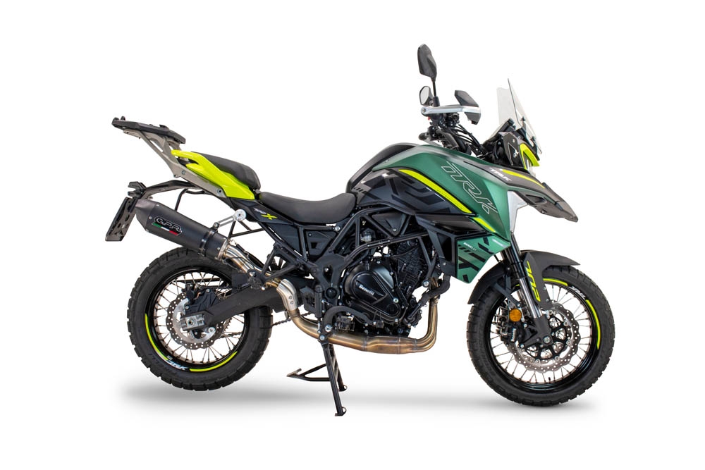 Exhaust compatible with Benelli Trk 702 2023-2024, GP Evo4 Black Titanium, Slip-on exhaust including removable db killer and link pipe 