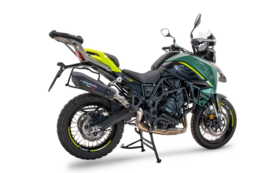Exhaust compatible with Benelli Trk 702 2023-2024, GP Evo4 Black Titanium, Slip-on exhaust including removable db killer and link pipe 