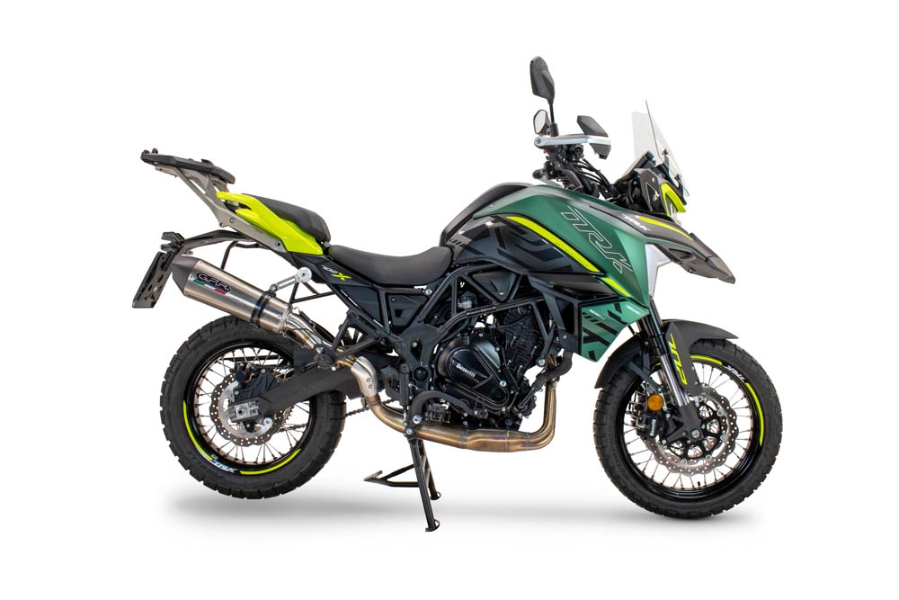 Exhaust compatible with Benelli Trk 702 2023-2024, GP Evo4 Titanium, Slip-on exhaust including removable db killer and link pipe 