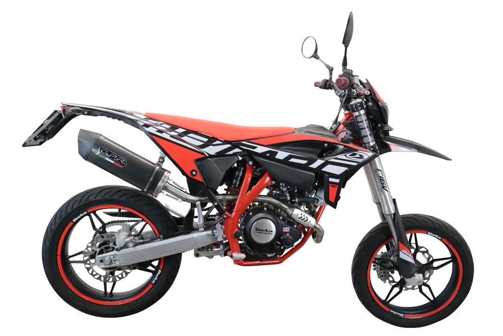 Exhaust compatible with Beta RR 125 4T Motard 2021-2024, Furore Evo4 Poppy, Slip-on exhaust including link pipe and removable db killer 