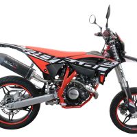Exhaust compatible with Beta RR 125 4T Motard 2021-2024, Furore Evo4 Poppy, Slip-on exhaust including link pipe and removable db killer 