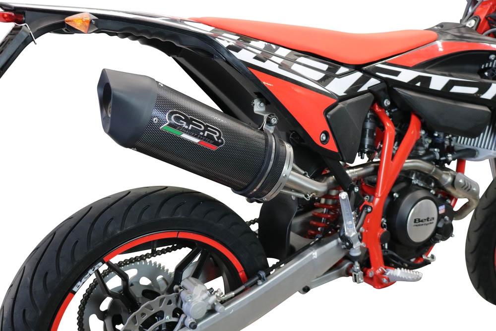 Exhaust compatible with Beta RR 125 4T Motard 2021-2024, Furore Evo4 Poppy, Slip-on exhaust including link pipe and removable db killer 