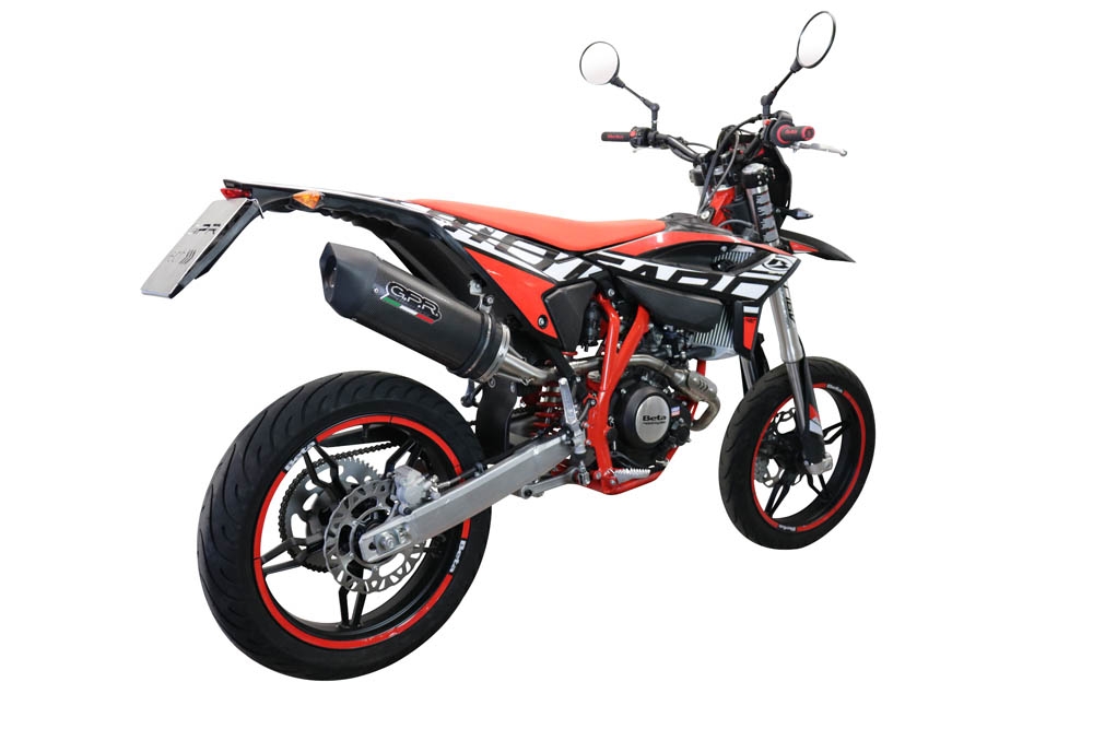 Exhaust compatible with Beta RR 125 4T Motard 2021-2024, Furore Evo4 Poppy, Slip-on exhaust including link pipe and removable db killer 