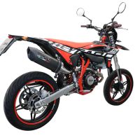 Exhaust compatible with Beta RR 125 4T Motard 2021-2024, Furore Evo4 Poppy, Slip-on exhaust including link pipe and removable db killer 