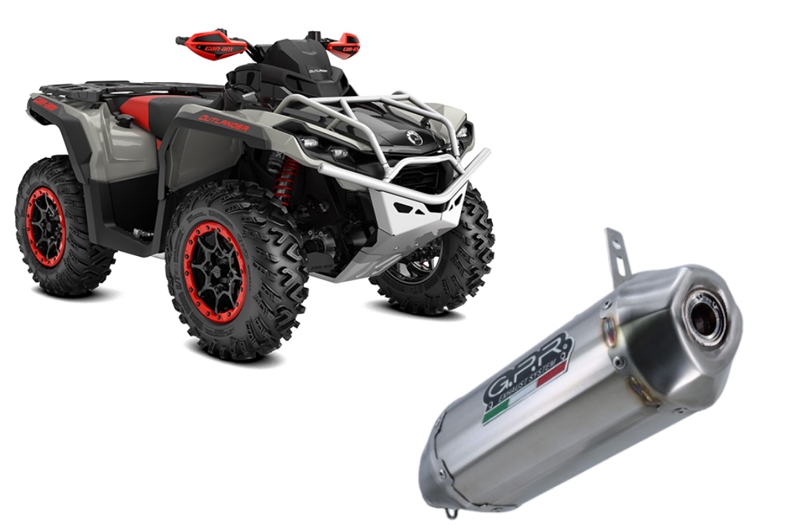Exhaust compatible with Can Am Outlander 1000 2010-2023, PENTACROSS INOX, Slip-on exhaust including removable db killer and link pipe, EPA-compliance NOT required 