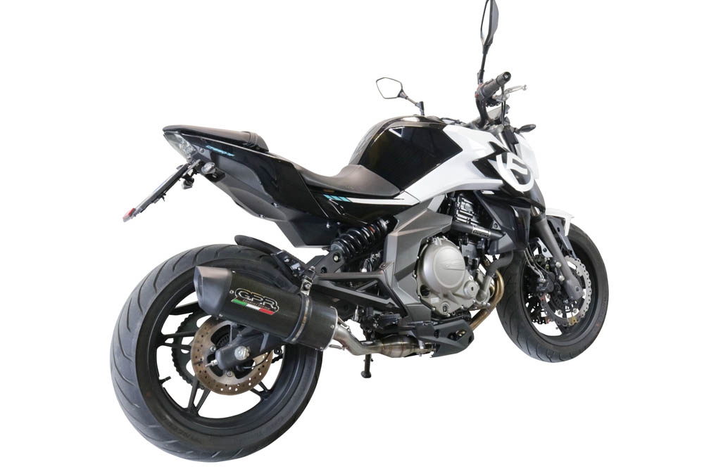 Exhaust compatible with Cf Moto 400 NK 2021-2023, Furore Evo4 Poppy, Slip-on exhaust including removable db killer, link pipe and catalyst 