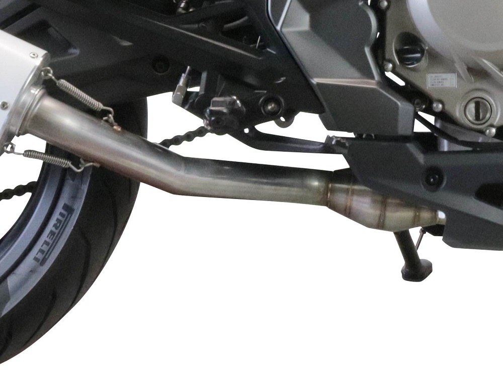 Exhaust compatible with Cf Moto 400 NK 2021-2023, Furore Evo4 Poppy, Slip-on exhaust including removable db killer, link pipe and catalyst 