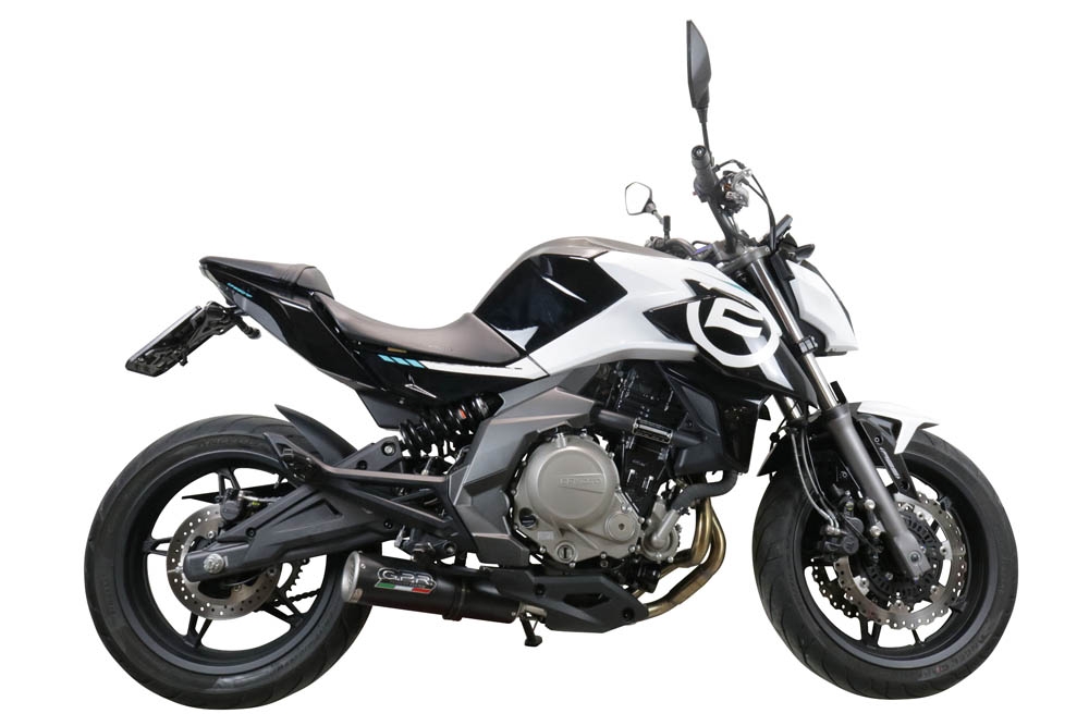Exhaust compatible with Cf Moto 400 NK 2019-2020, M3 Black Titanium, Slip-on exhaust including link pipe and removable db killer 