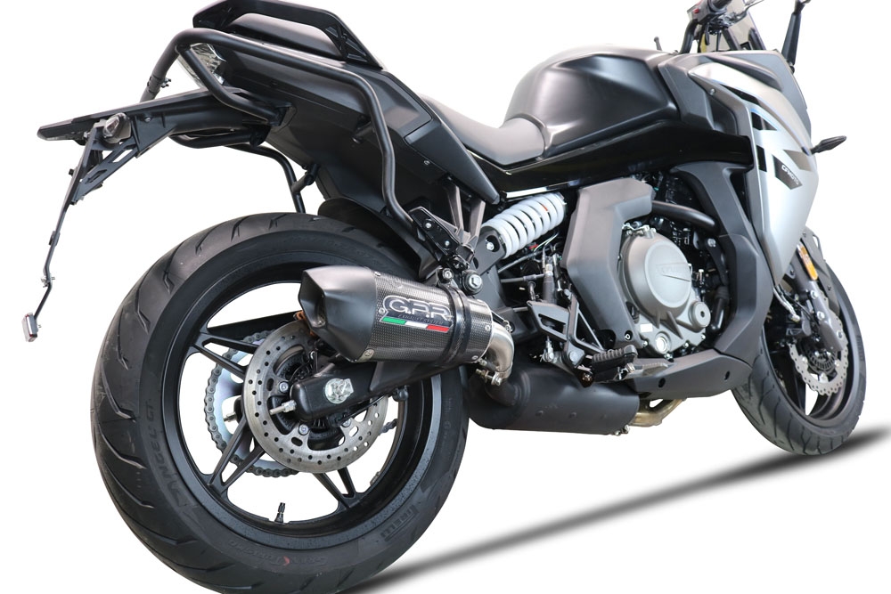 Exhaust compatible with Cf Moto 650 Gt 2022-2024, GP Evo4 Poppy, Slip-on exhaust including removable db killer and link pipe 