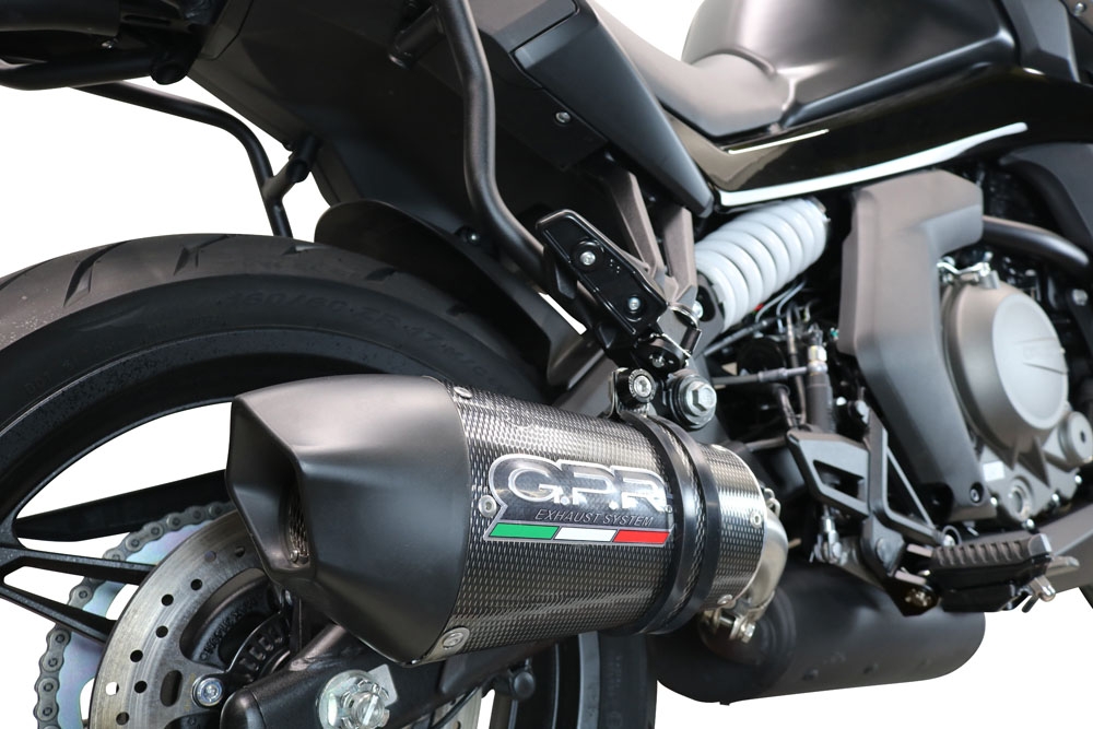 Exhaust compatible with Cf Moto 650 Gt 2022-2024, GP Evo4 Poppy, Slip-on exhaust including removable db killer and link pipe 