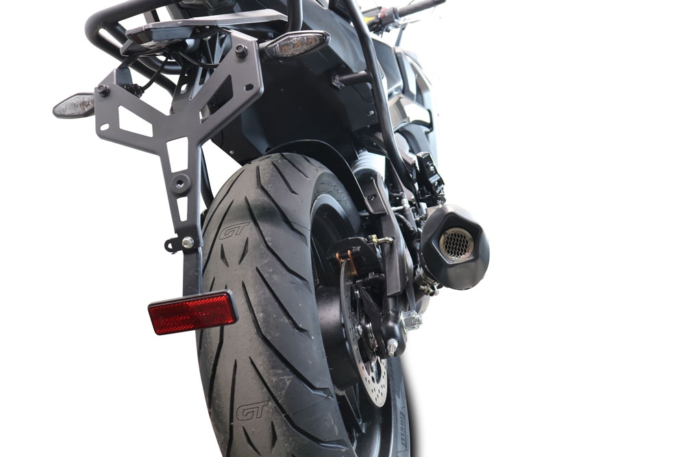 Exhaust compatible with Cf Moto 650 Gt 2022-2024, GP Evo4 Poppy, Slip-on exhaust including removable db killer and link pipe 