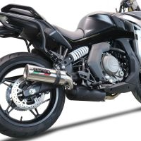 Exhaust compatible with Cf Moto 650 Gt 2022-2024, M3 Titanium Natural, Slip-on exhaust including removable db killer and link pipe 