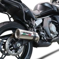 Exhaust compatible with Cf Moto 650 Gt 2022-2024, M3 Titanium Natural, Slip-on exhaust including removable db killer and link pipe 