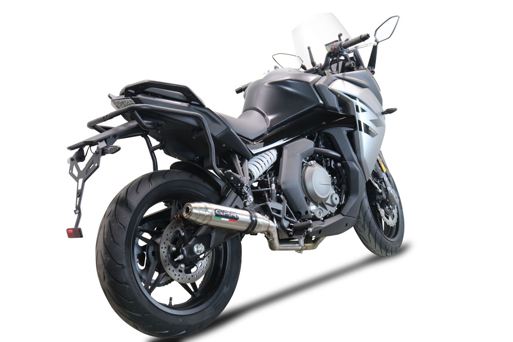 GPR exhaust compatible with Cf Moto 650 Gt 2022-2024, Deeptone Inox, Slip-on exhaust, including link pipe and removable db killer 