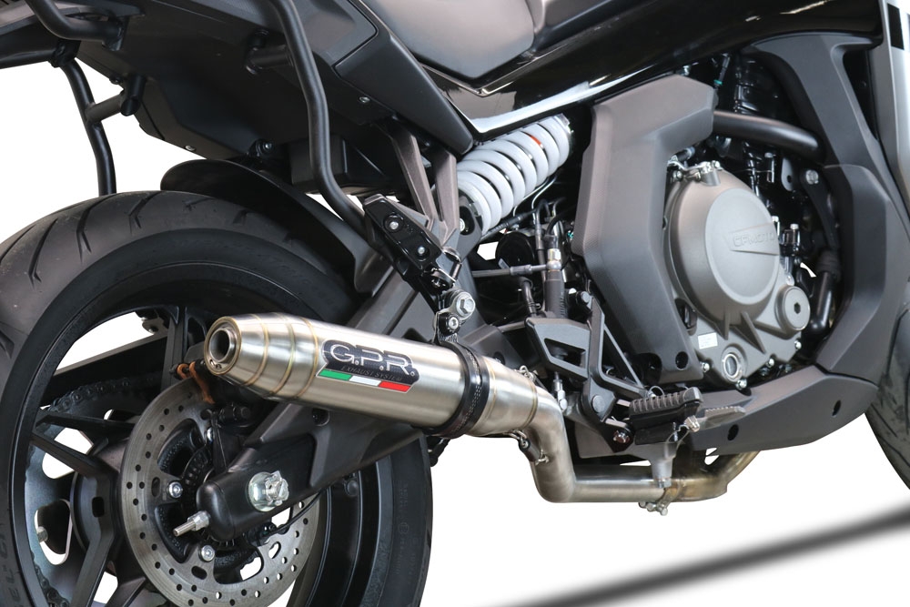 GPR exhaust compatible with Cf Moto 650 Gt 2022-2024, Deeptone Inox, Slip-on exhaust, including link pipe and removable db killer 