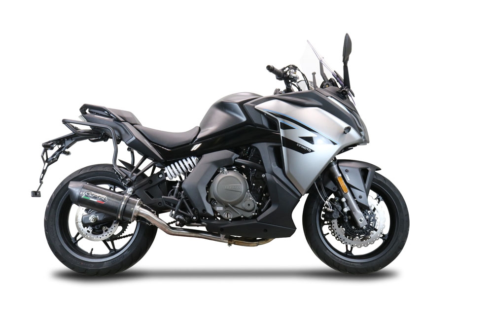 Exhaust compatible with Cf Moto 650 Gt 2022-2024, Furore Poppy, Slip-on exhaust including link pipe and removable db killer 