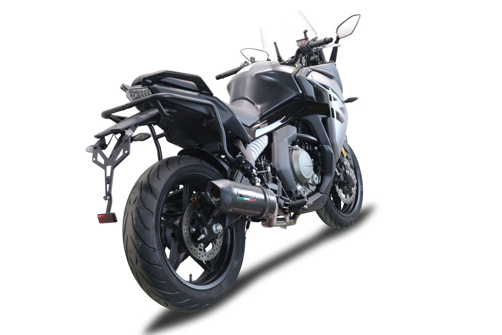 Exhaust compatible with Cf Moto 650 Gt 2022-2024, Furore Poppy, Slip-on exhaust including link pipe and removable db killer 