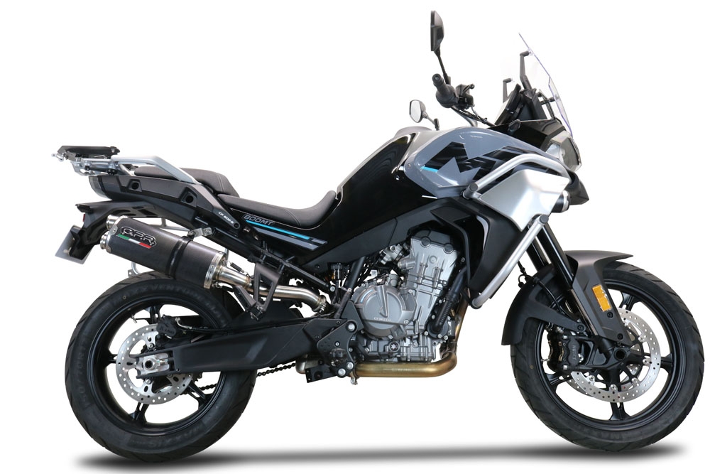 Exhaust compatible with Cf Moto 800 Mt Touring 2022-2024, Dual Poppy, Slip-on exhaust including removable db killer and link pipe 