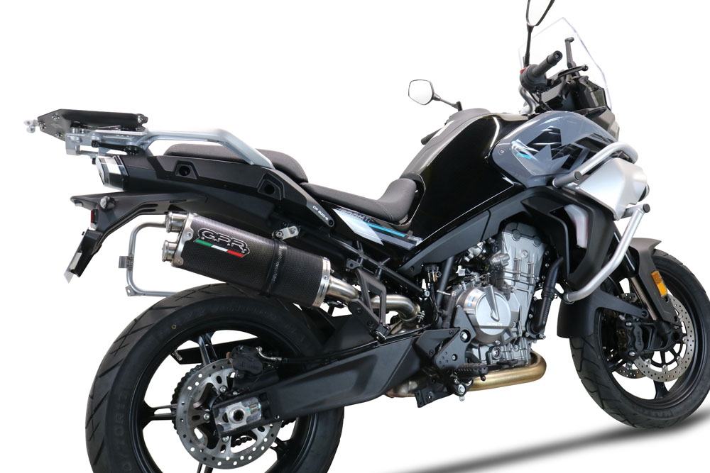 Exhaust compatible with Cf Moto 800 Mt Touring 2022-2024, Dual Poppy, Slip-on exhaust including removable db killer and link pipe 