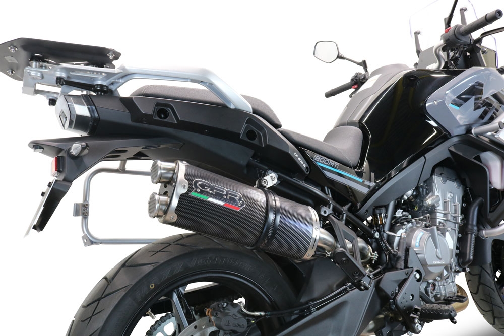 Exhaust compatible with Cf Moto 800 Mt Touring 2022-2024, Dual Poppy, Slip-on exhaust including removable db killer and link pipe 