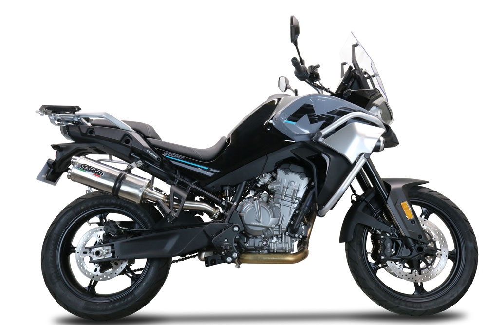 Exhaust compatible with Cf Moto 800 Mt Sport 2022-2024, Dual Inox, Slip-on exhaust including removable db killer and link pipe 