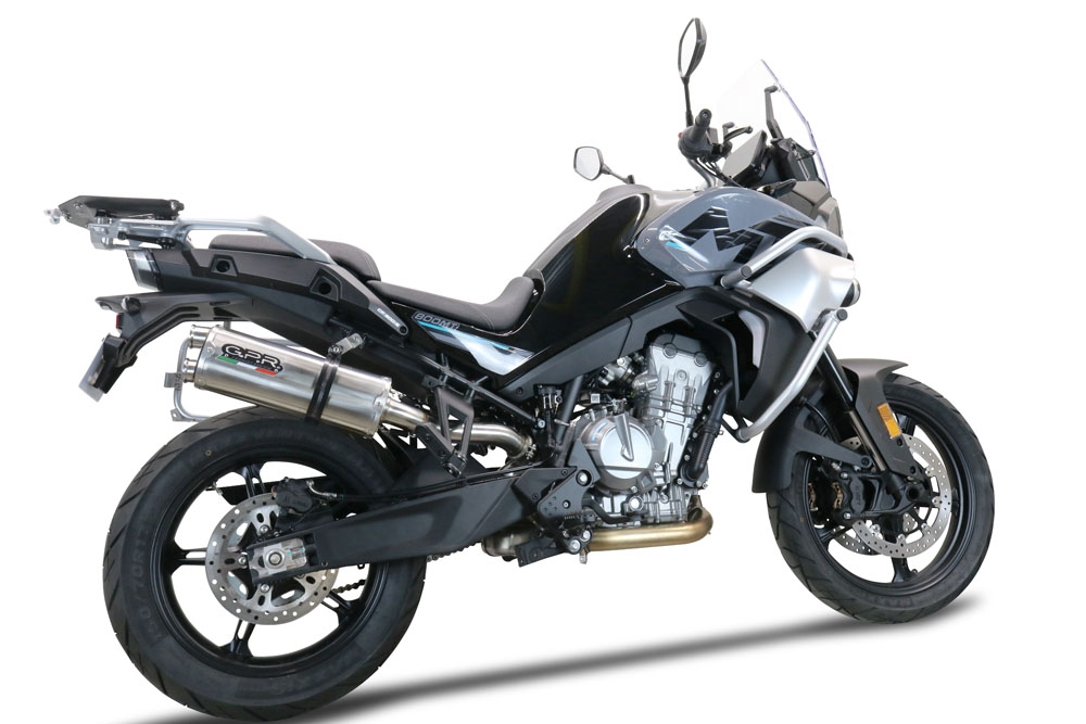 Exhaust compatible with Cf Moto 800 Mt Sport 2022-2024, Dual Inox, Slip-on exhaust including removable db killer and link pipe 
