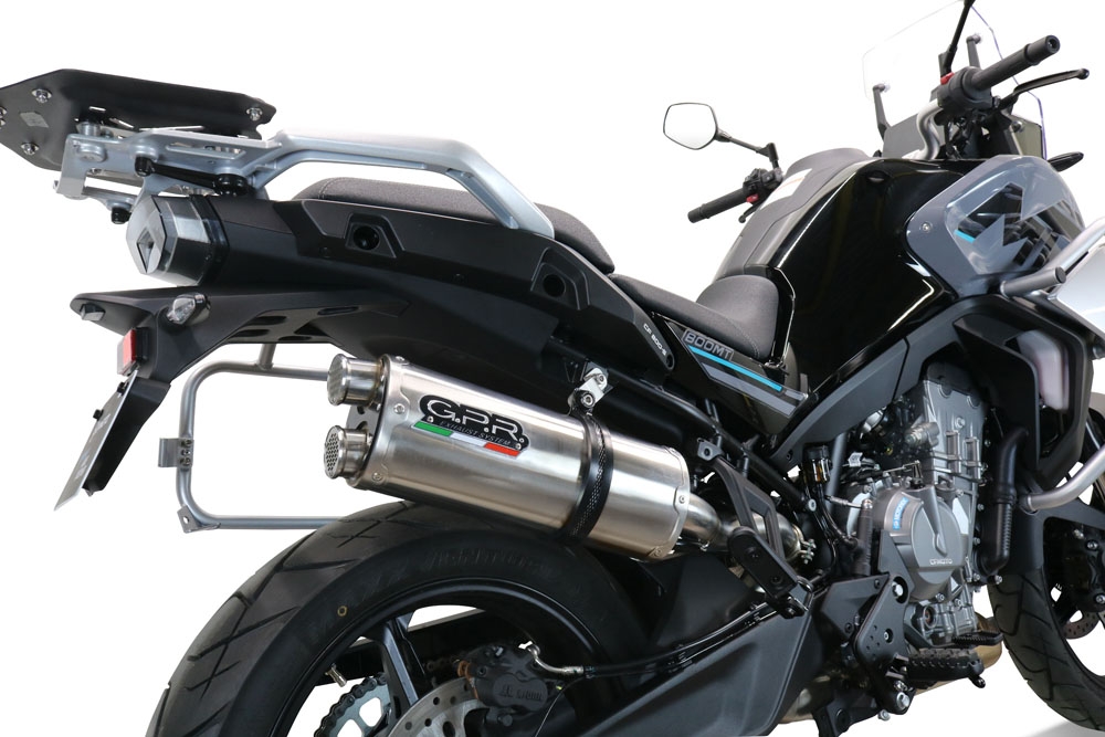 Exhaust compatible with Cf Moto 800 Mt Sport 2022-2024, Dual Inox, Slip-on exhaust including removable db killer and link pipe 